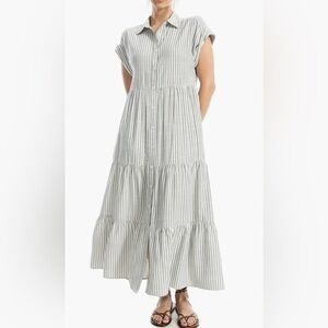 Max Studio Olive Striped Long Sleeve Dress